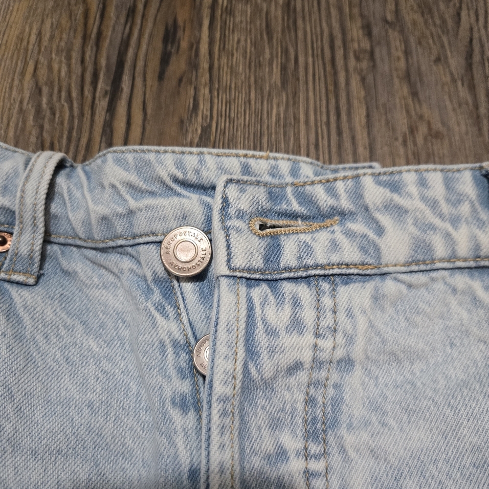 Aeropostale Blue Jean Shorts Distressed High-Waisted, Mom Short, Size 12 - Picture 10 of 16